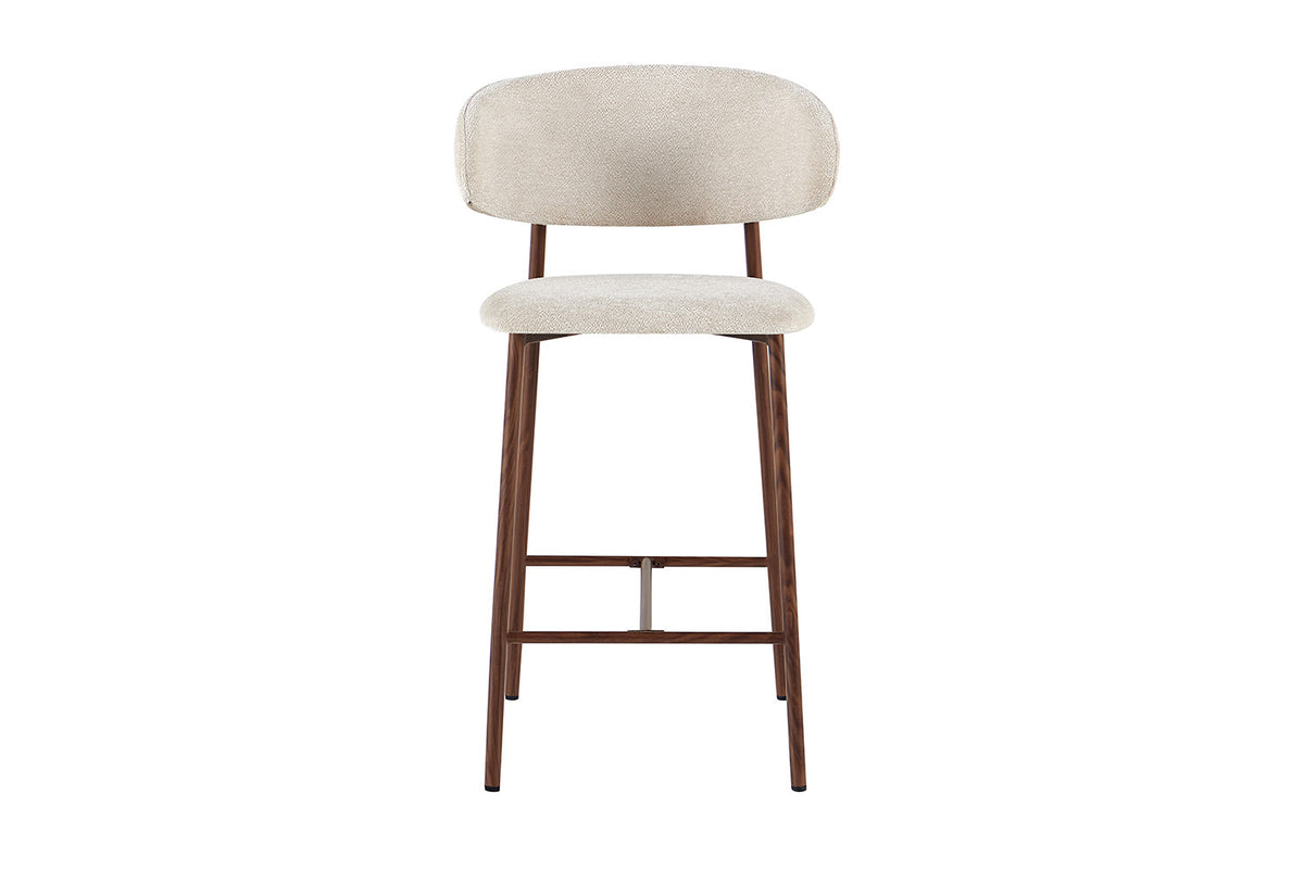 NIEUW - Counterstoel 'Coco' Walnoot - Stof Raven 24 Beige