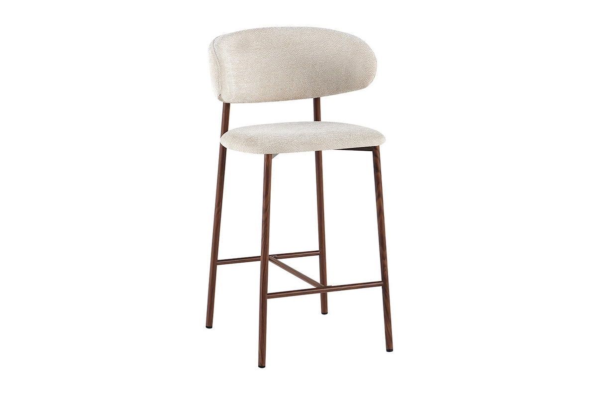 NIEUW - Counterstoel 'Coco' Walnoot - Stof Raven 24 Beige