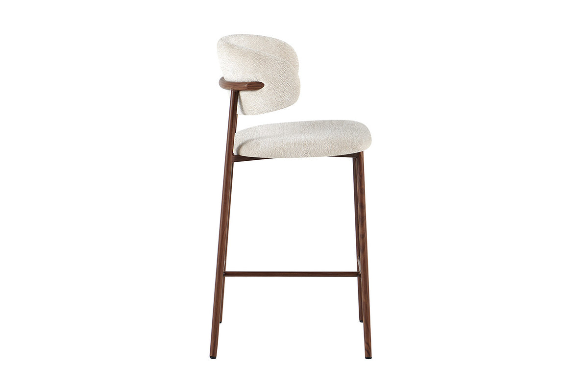 NIEUW - Counterstoel 'Coco' Walnoot - Stof Raven 24 Beige