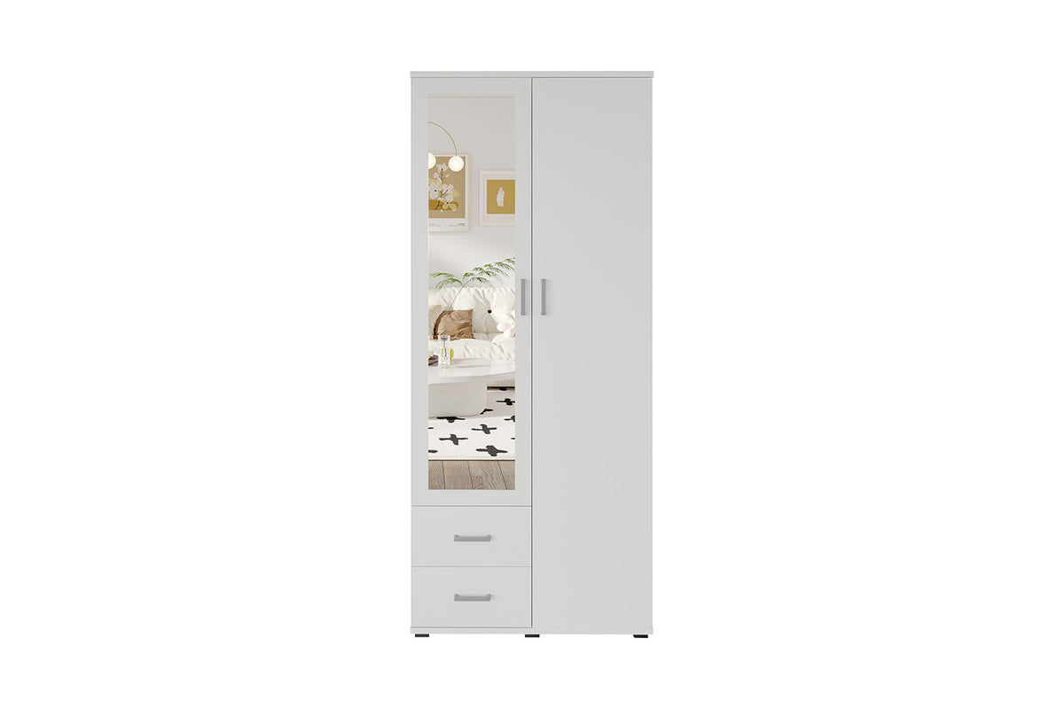 Armoire 'Marc' 2 portes avec miroir Blanc