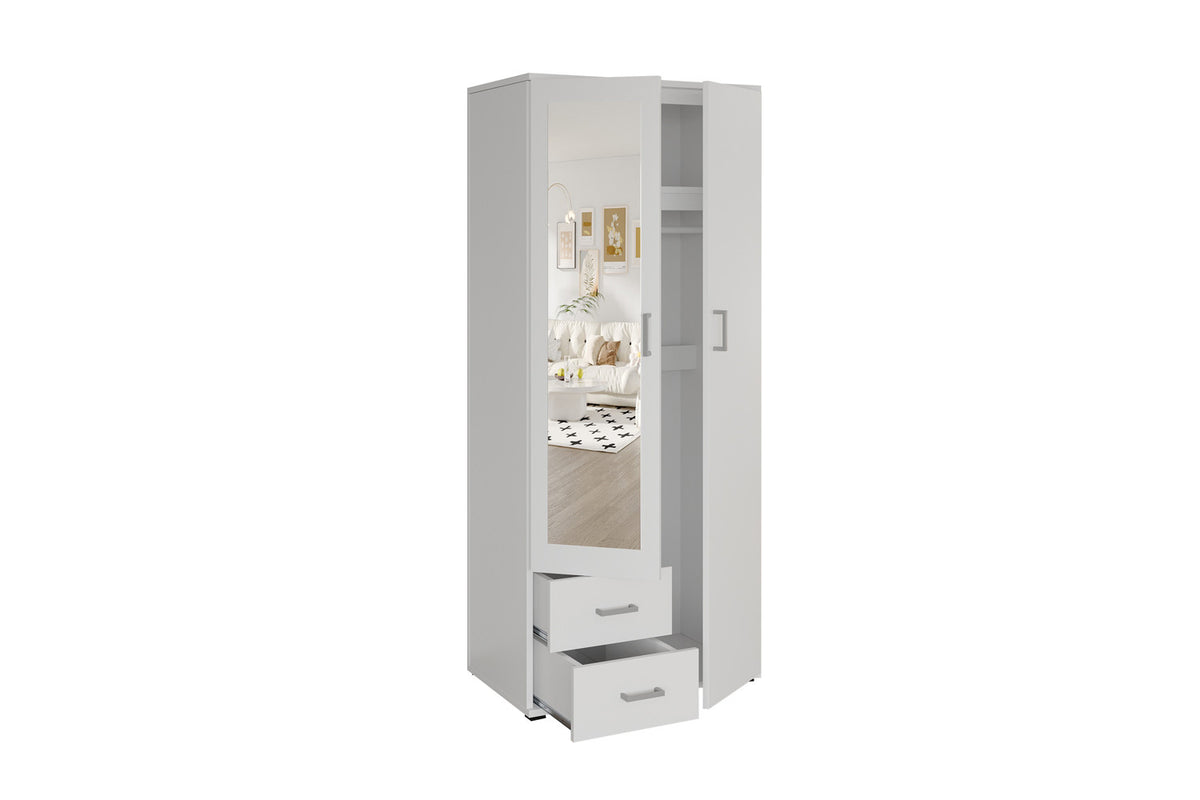 Armoire 'Marc' 2 portes avec miroir Blanc