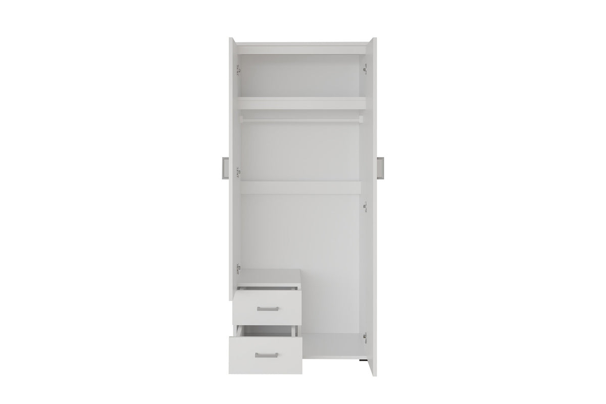 Armoire 'Marc' 2 portes avec miroir Blanc