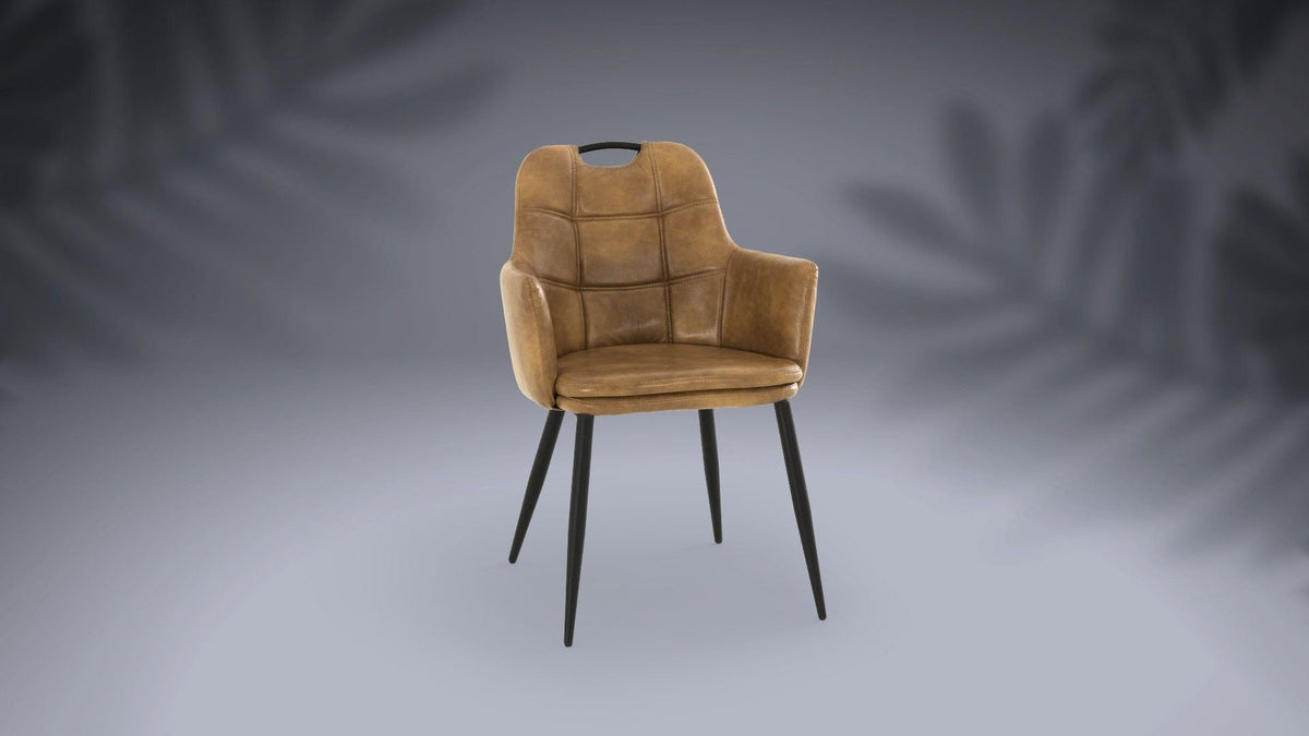GBO - Eetkamerstoel Bobby - Kunstleder - Cognac - 58x85x56cm