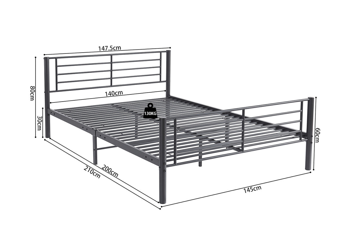 Rousseau - Bed Sammy - Metaal Donkergrijs - 140x200 cm