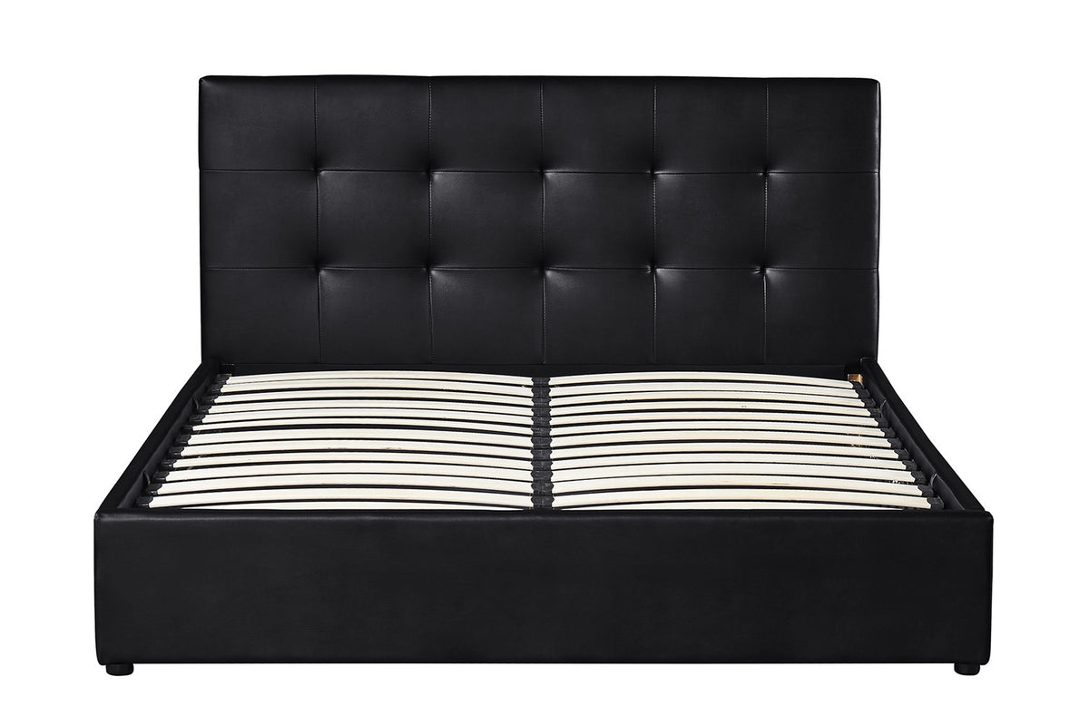 Tweepersoonsbed 'Porto' 160x200 met lattenbodem PU Zwart en opbergkoffer