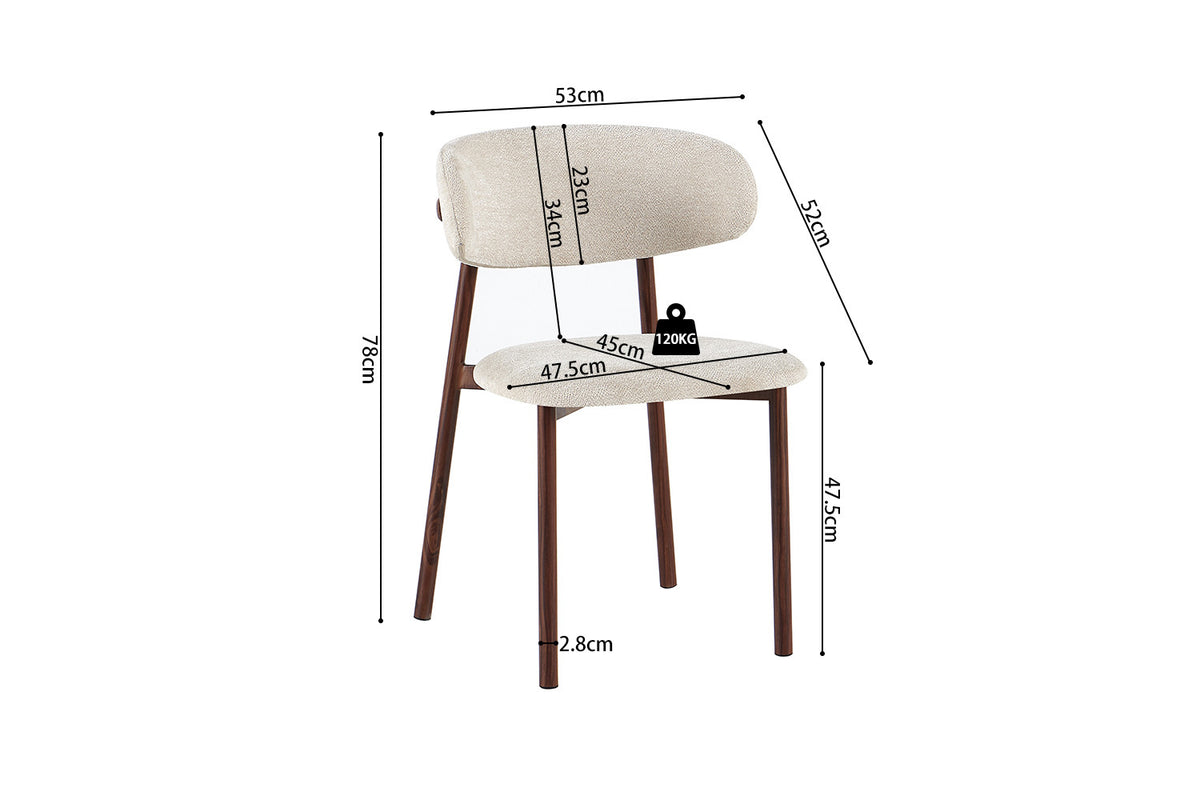 NIEUW - Stoel 'Coco' Walnoot - Stof Fabb Raven 24 Beige