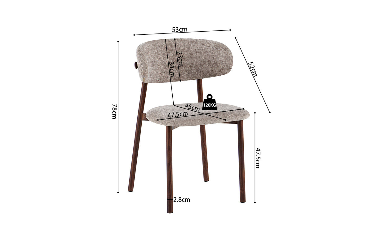 NIEUW - Stoel 'Coco' Walnoot - Stof Fabb Raven 30 Zand