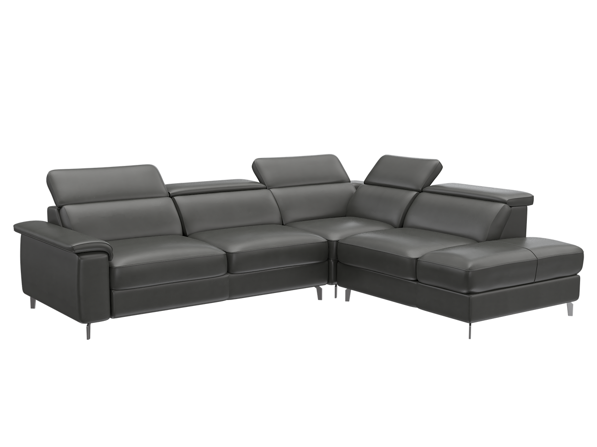 Altoni - Hoeksalon Ambassador - met elektrische relax – zwarte leder - 295x224cm