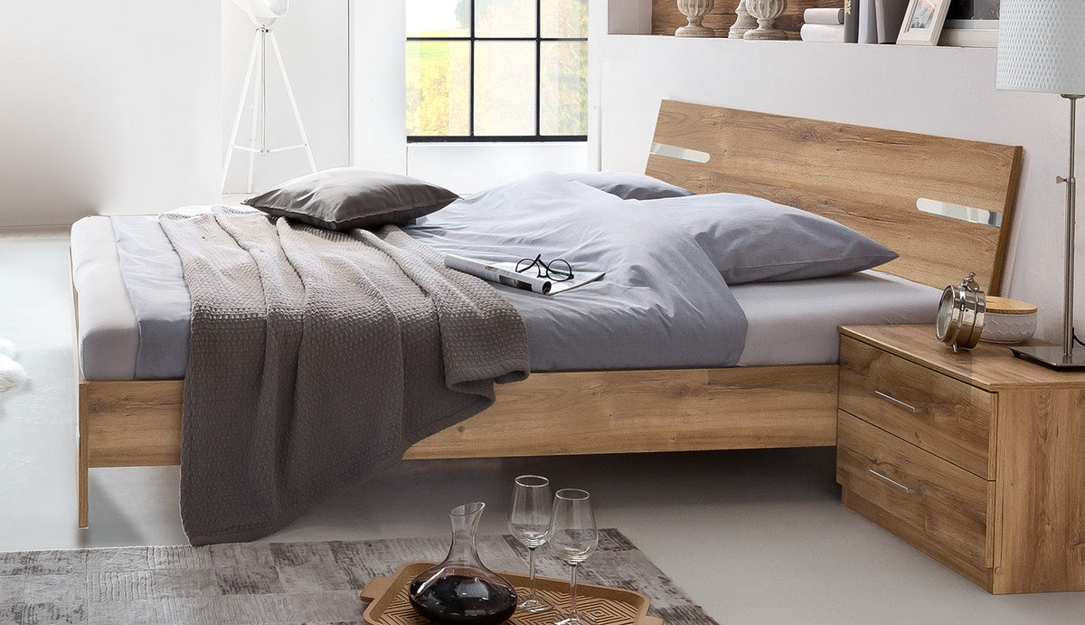 Wimex - Tweepersoonsbed Anna - 760293 - Planken Eik/Chrome - 180x81x200cm