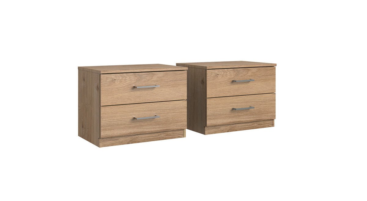 Wimex - Set van 2 nachtkastjes Anna - 760698 - Planken Eik/Chrome - 52x40x38cm
