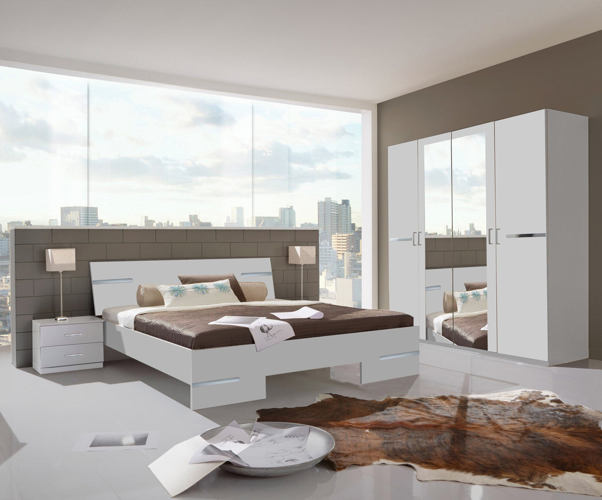 Wimex - Chambre (ensemble 4 pièces) Anna - 782133 - Blanc/Chrome - 473x208x200cm