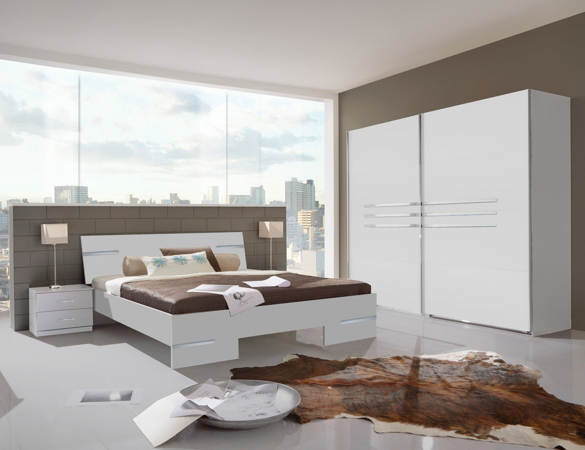 Wimex - Chambre (ensemble 4 pièces) Anna - 782342 - Blanc/Chrome - 518x208x200cm