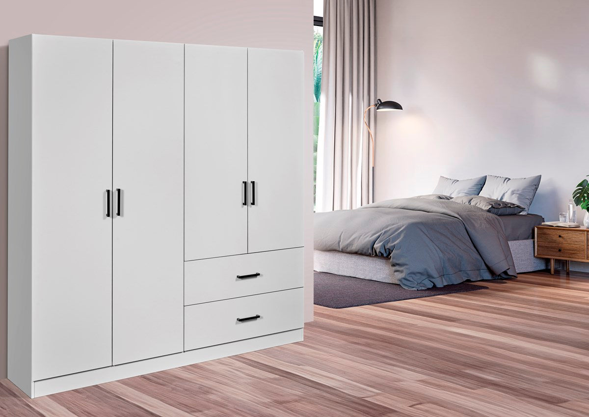 GBO - Meuble haut Wilson – 4 portes - 160x180x40 cm - Blanc