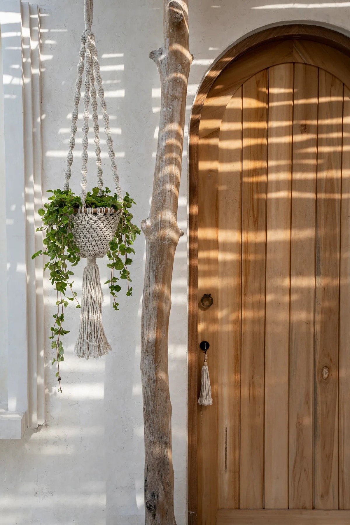 BB - Plantenhouder Twisted Macramé - Natuurlook Wit -S