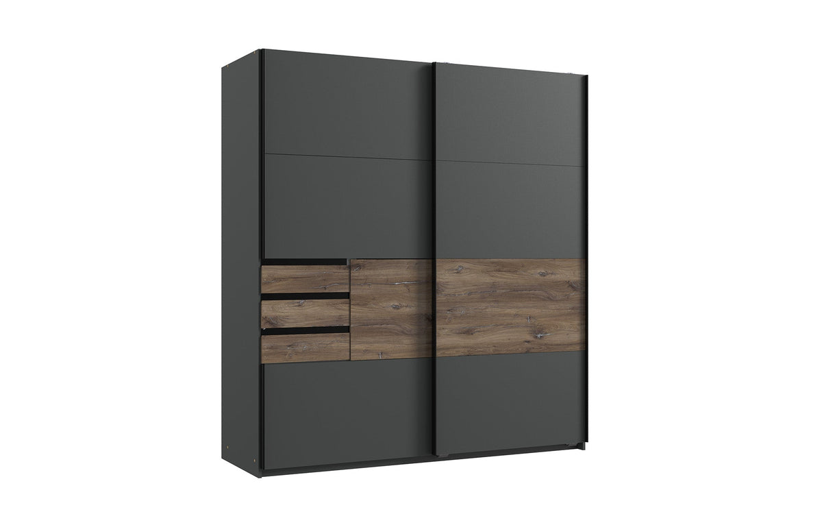 Wimex - Armoire Bamberg - X07764 - Graphite/Noir - 180x198x65cm