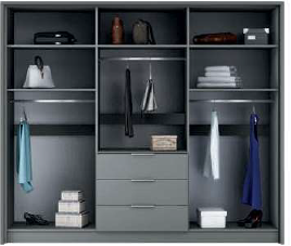 2BM - Armoire Bangkok - Couleur Anthracite - 6 Portes - 3 Tiroirs - 255x65x217cm