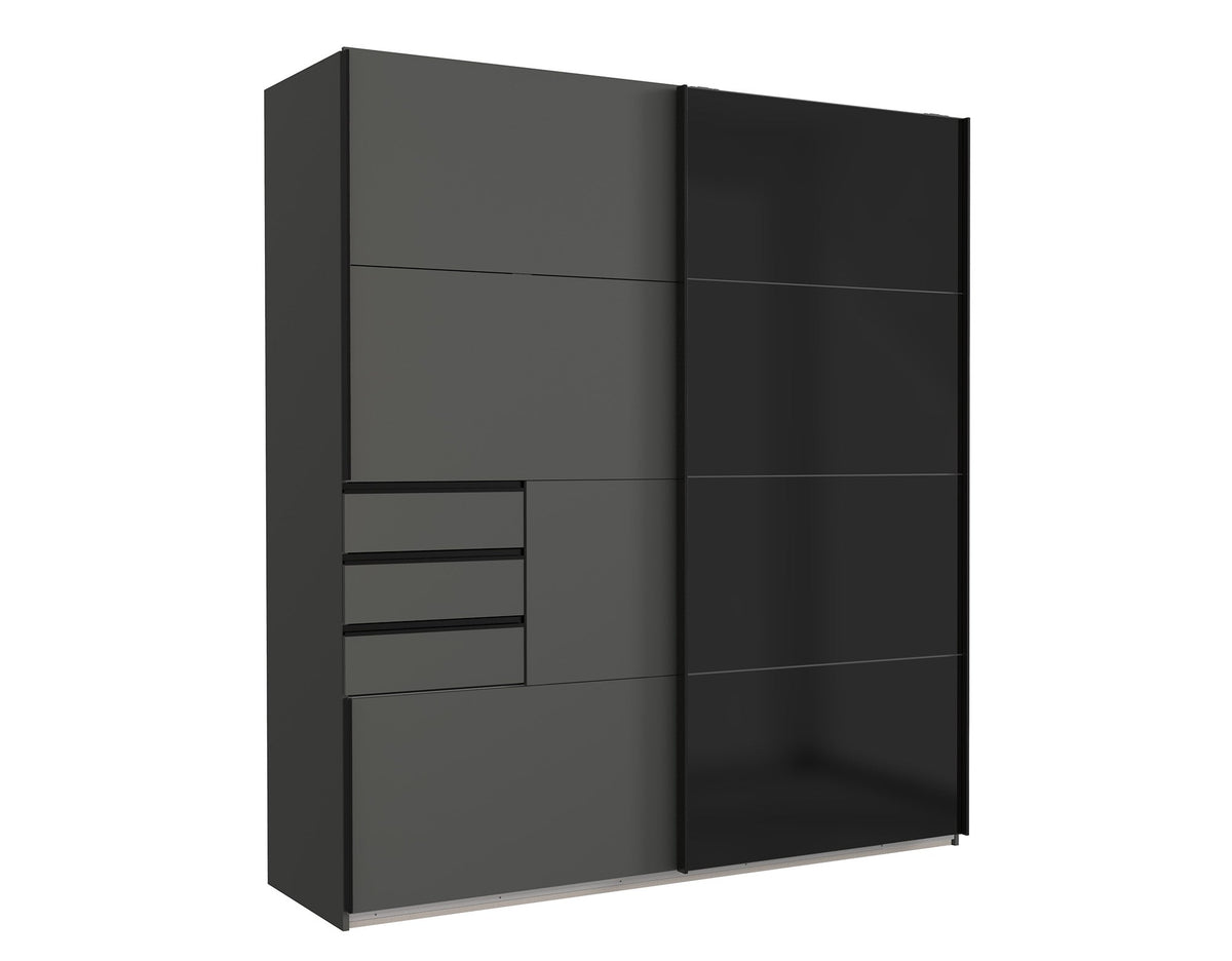 Wimex - Kleerkast Barcelona - K69640 - Grafiet/Zwart - 225x208x64cm
