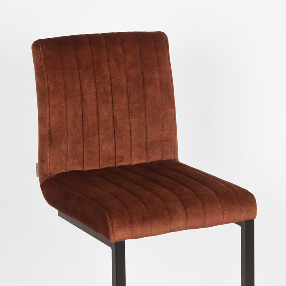 LABEL51 Tabouret de bar Milo - Rouille - Velours - Hauteur d'assise 65