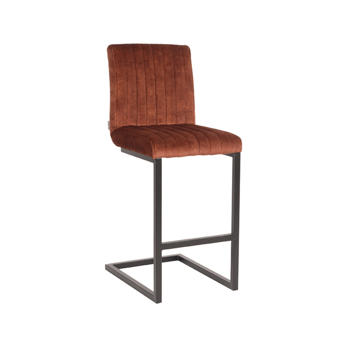 LABEL51 Tabouret de bar Milo - Rouille - Velours - Hauteur d'assise 65