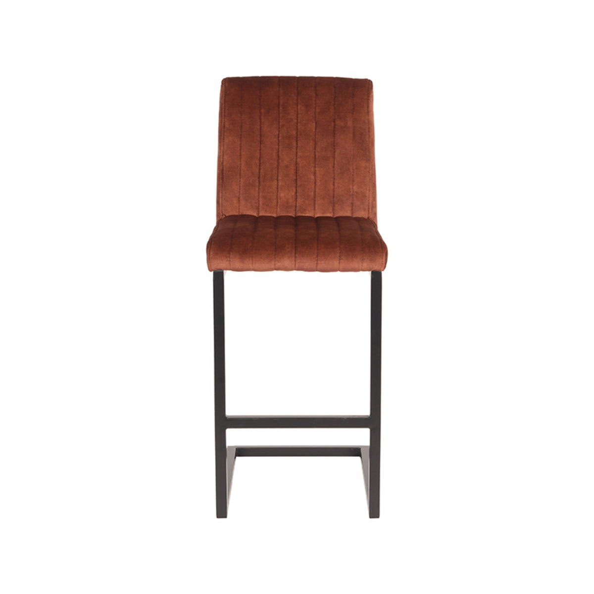 LABEL51 Tabouret de bar Milo - Rouille - Velours - Hauteur d'assise 65