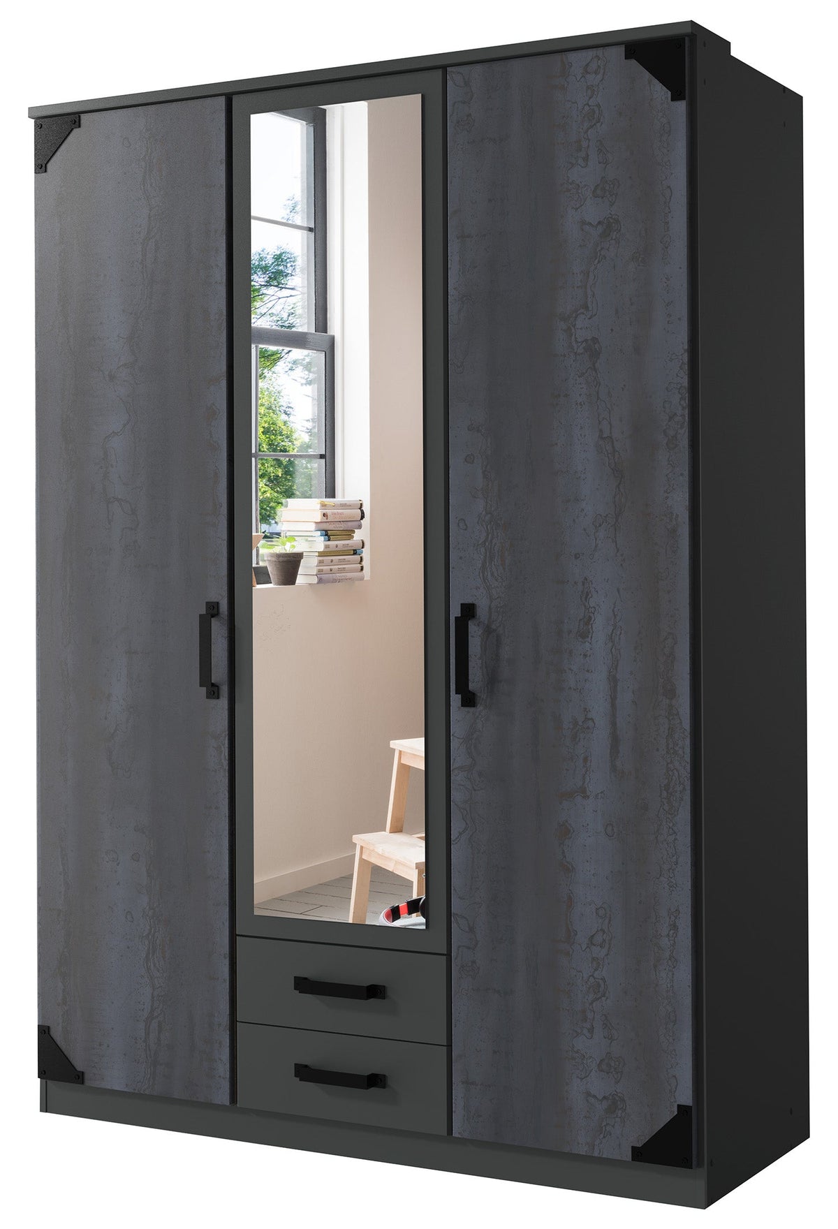 Wimex - Kleerkast Bochum - T47484 - Grafiet/Staal - 135x199x58cm