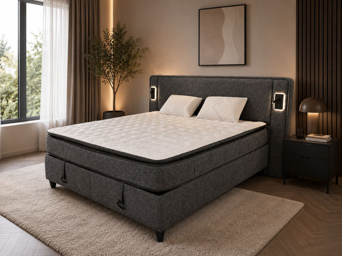 2BM - Boxspring Black X32 - LED - Opbergruimte 160x200cm