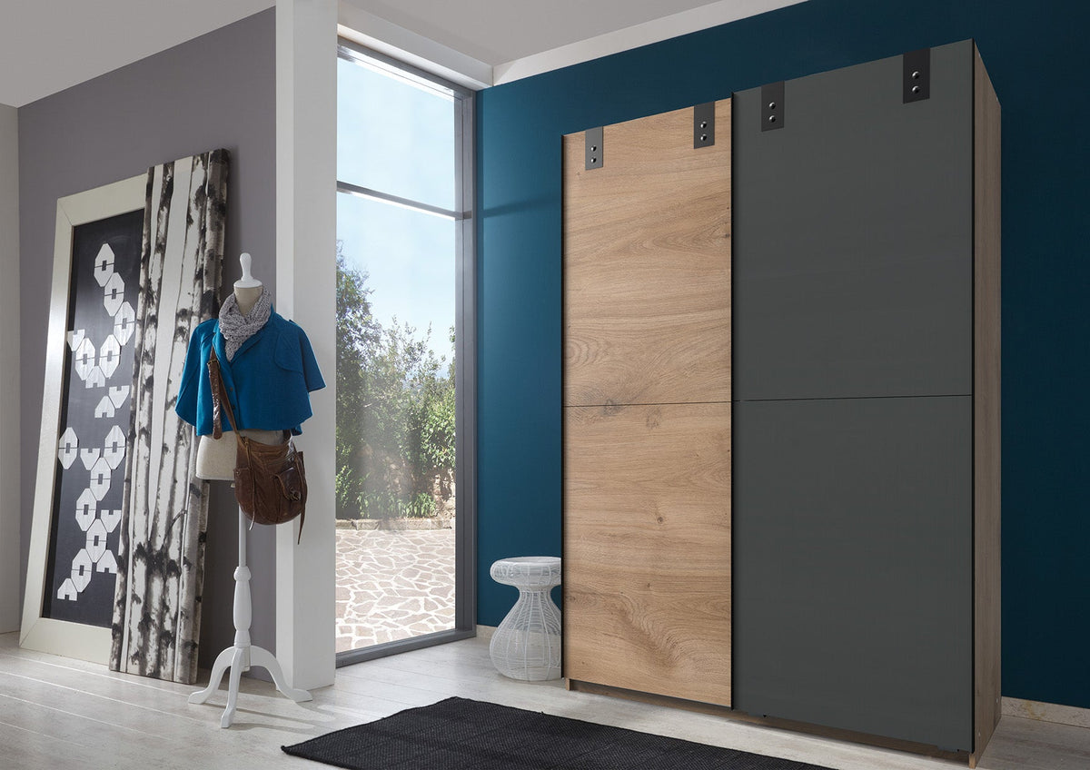 Wimex - Armoire Cardiff - T26770 - Chêne/Planches graphite - 135x198x65cm