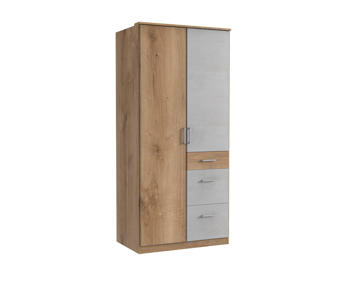 Wimex - Kleerkast Click - 142624 - Planken Eik/Beton - 91x199x58cm