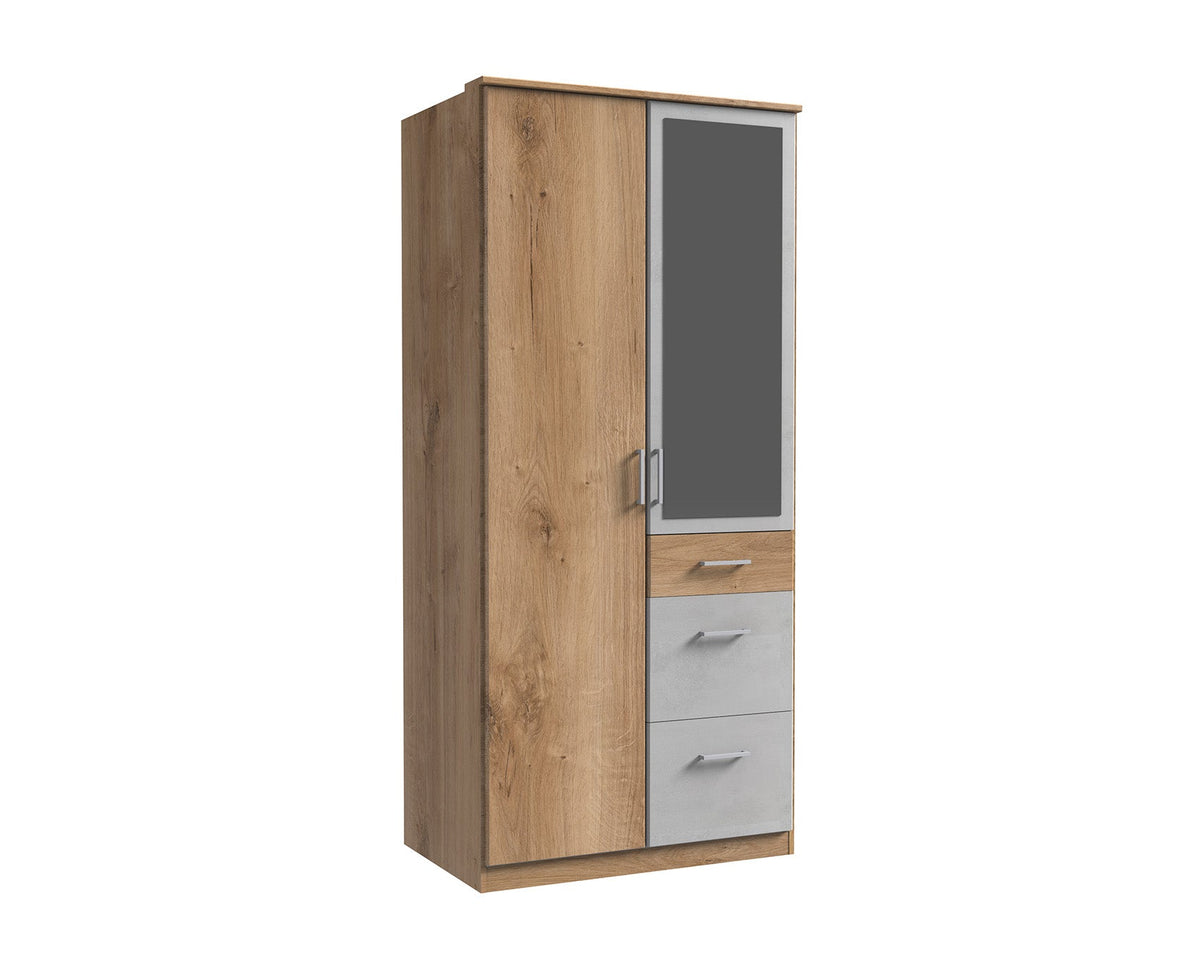 Wimex - Kleerkast Click - 142628 - Planken Eik/Beton - 91x199x58cm