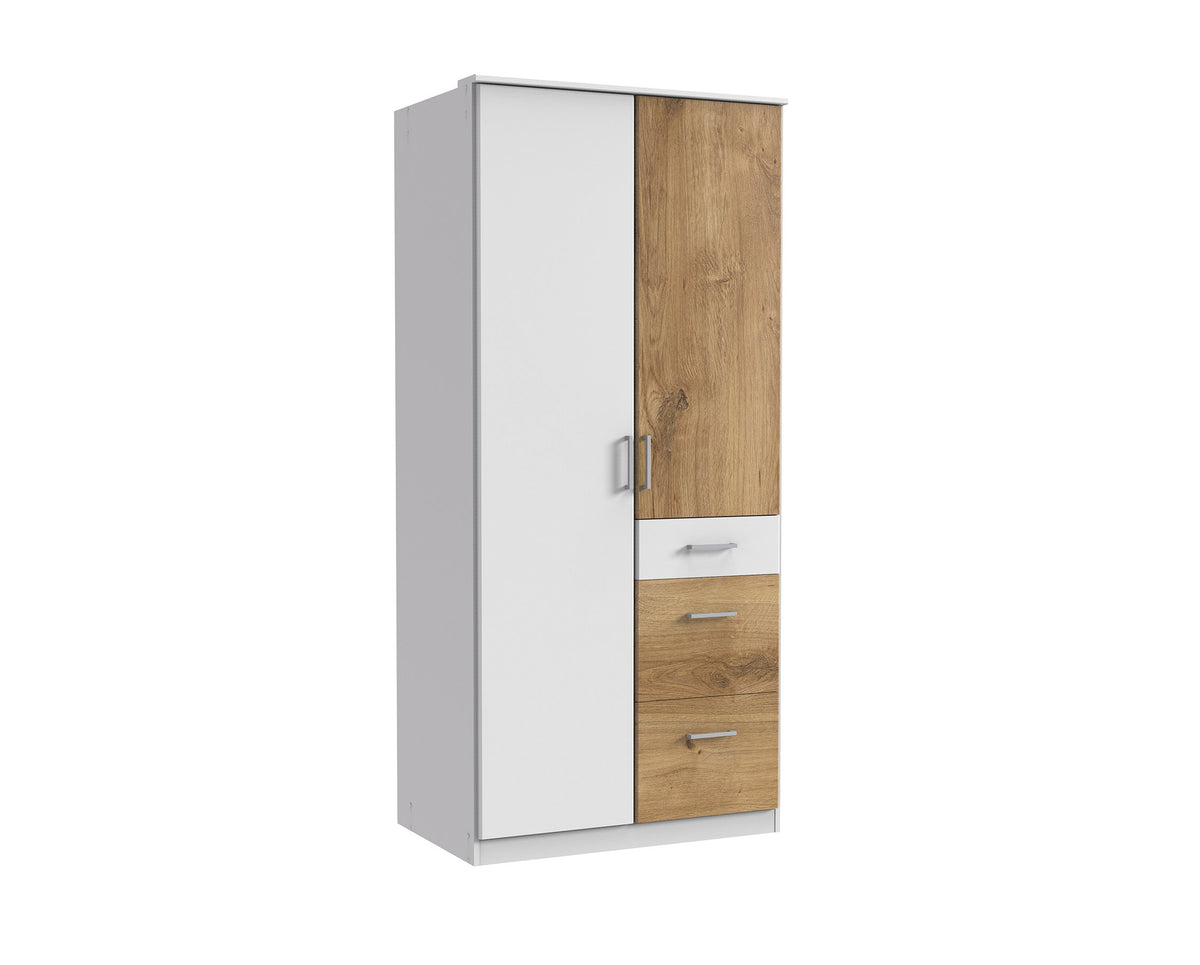 Wimex - Kleerkast Click - 144624 - Wit/Eik - 91x199x58cm