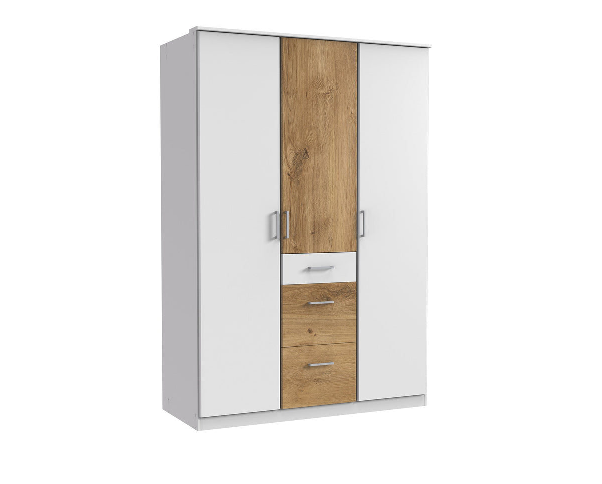 Wimex - Kleerkast Click - 144625 - Wit/Eik - 135x199x58cm
