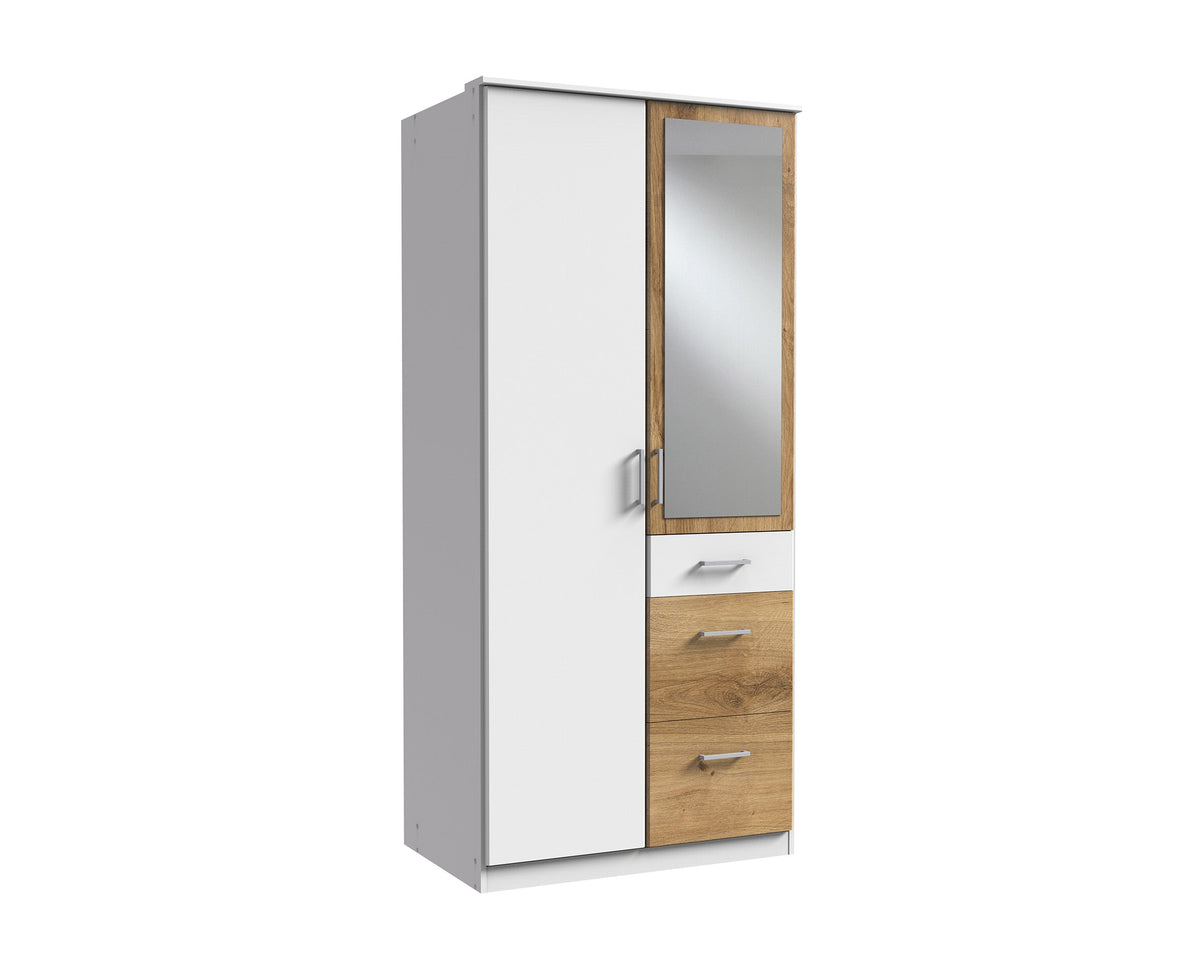 Wimex - Kleerkast Click - 144628 - Wit/Eik - 91x199x58cm