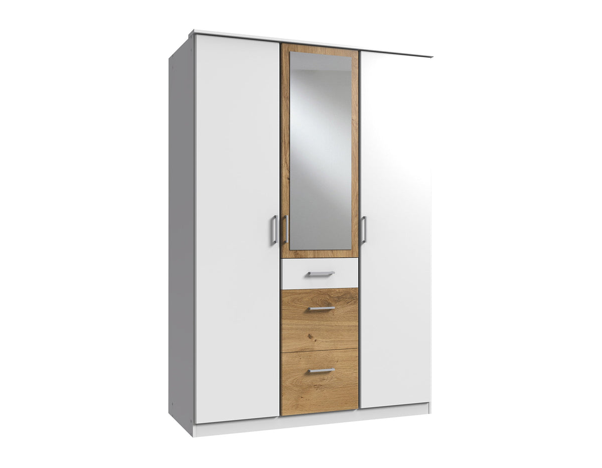 Wimex - Kleerkast Click - 144629 - Wit/Eik - 135x199x58cm