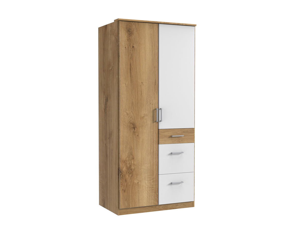 Wimex - Kleerkast Click - 146624 - Planken Eik/Wit - 91x199x58cm