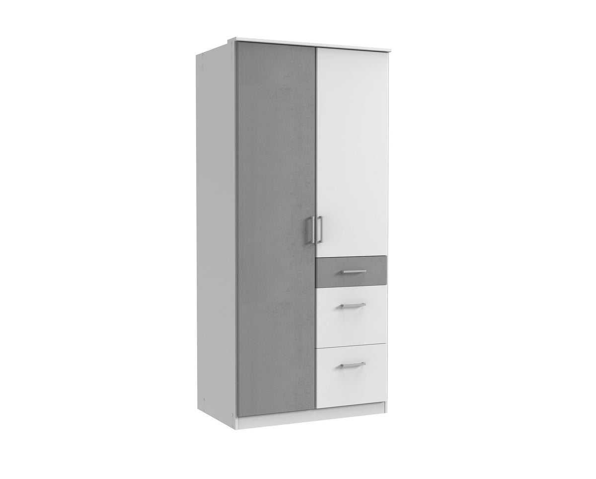 Wimex - Armoire Click - 154624 - Blanc/Béton - 91x199x58cm