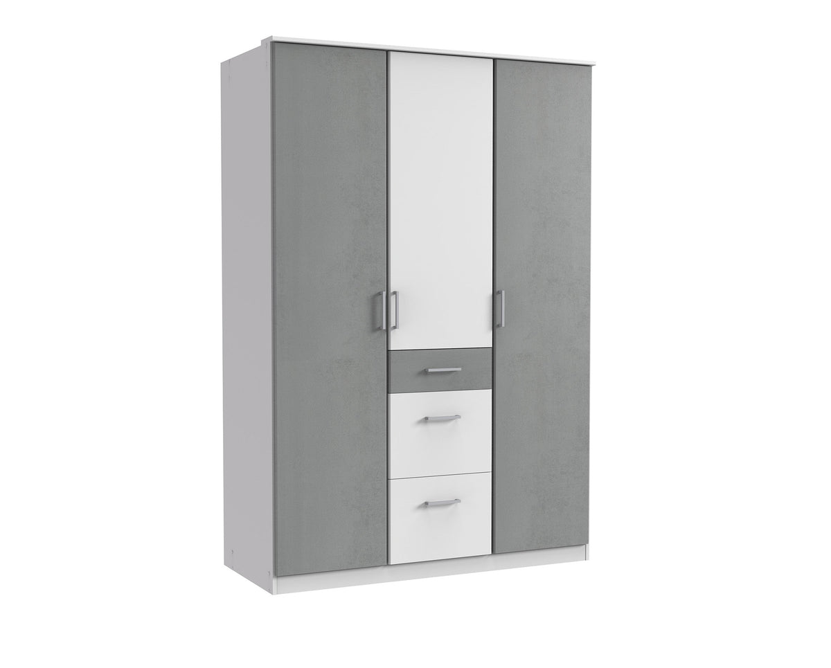 Wimex - Armoire Click - 154625 - Blanc/Béton - 135x199x58cm
