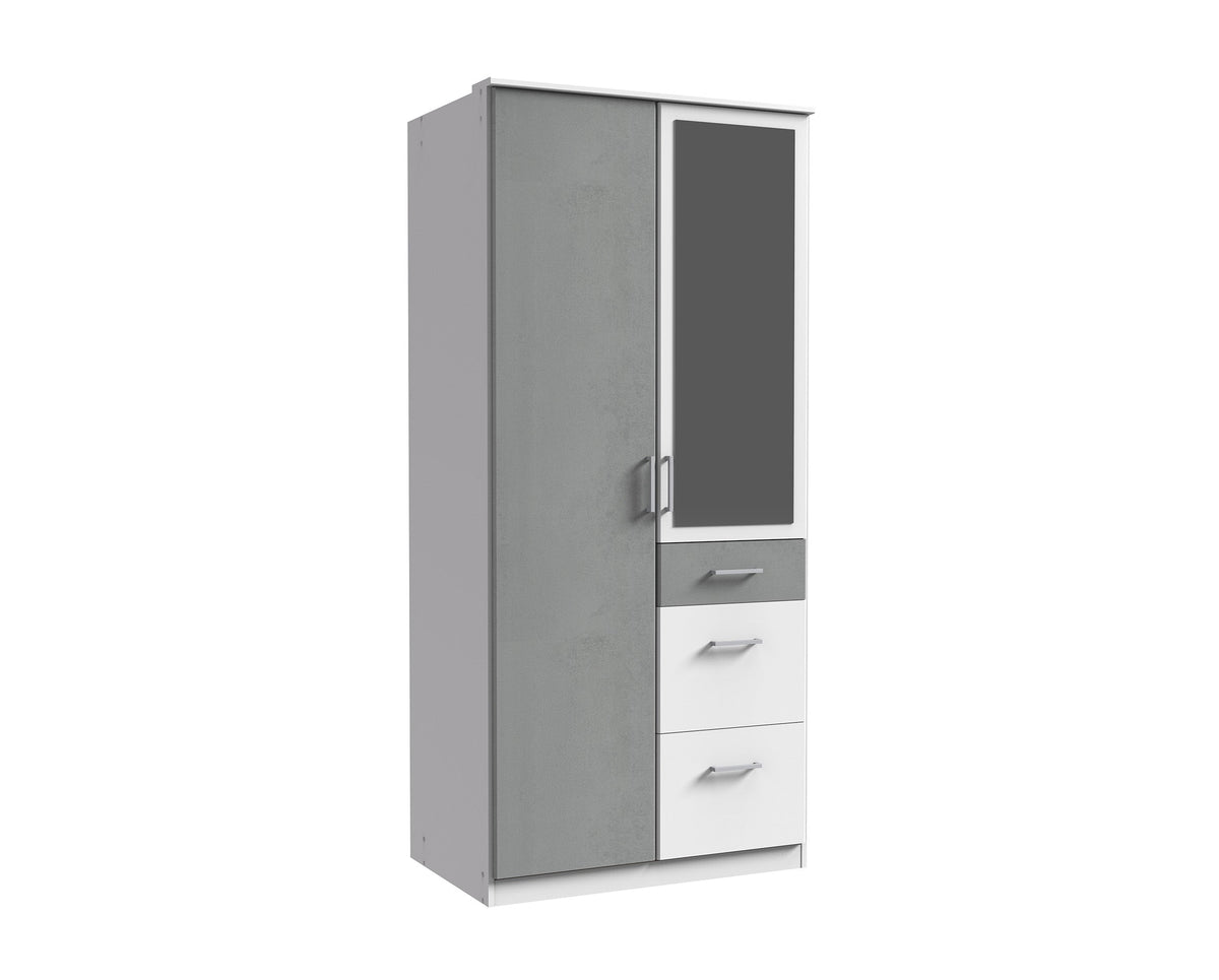 Wimex - Kleerkast Click - 154628 - Wit/Beton - 91x199x58cm