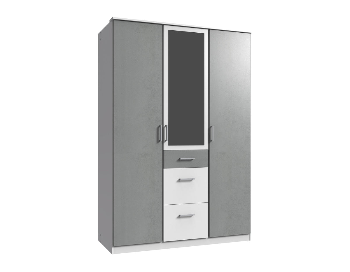 Wimex - Armoire Click - 154629 - Blanc/Béton - 135x199x58cm