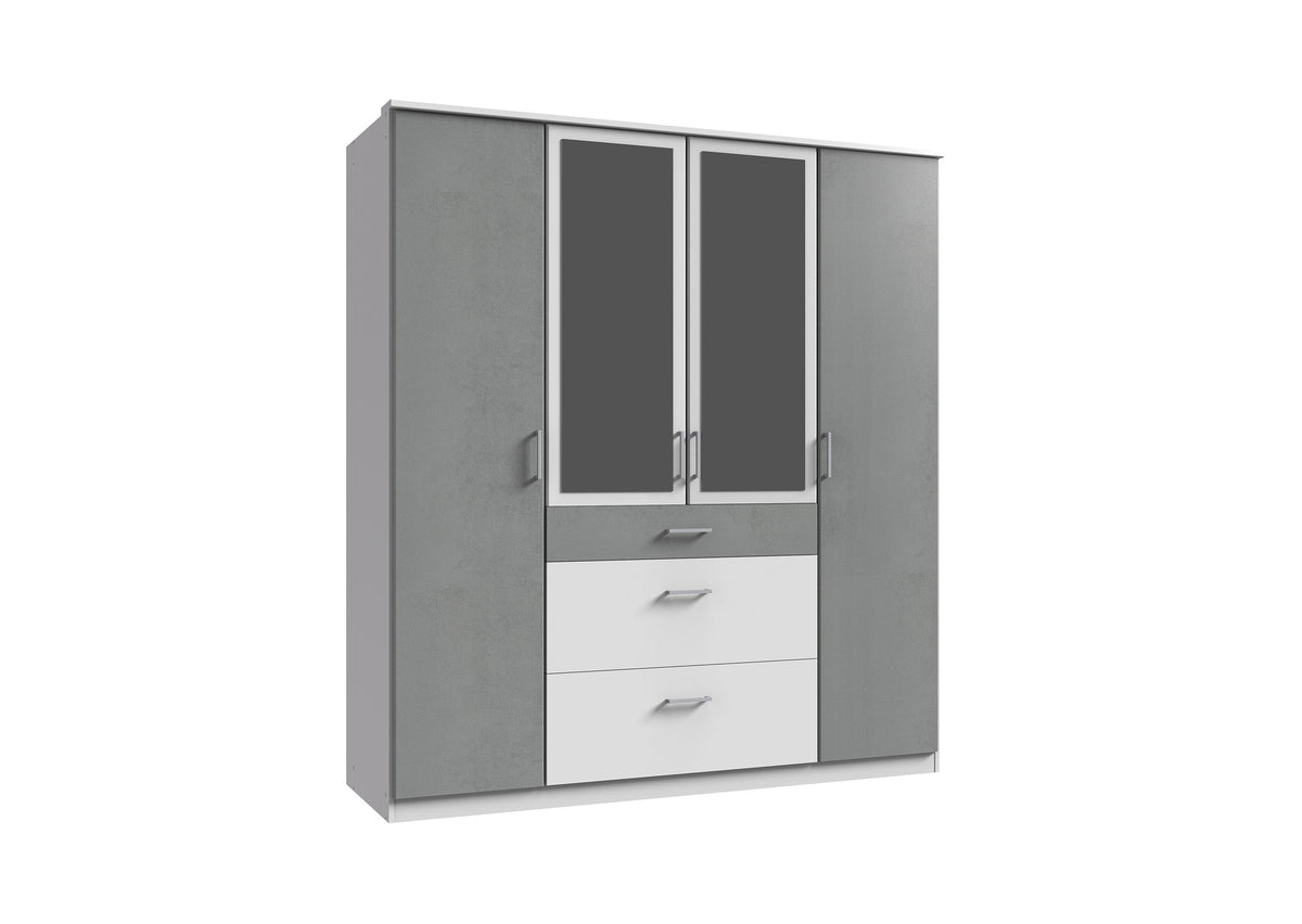 Wimex - Armoire Click - 154630 - Blanc/Béton - 179x199x58cm
