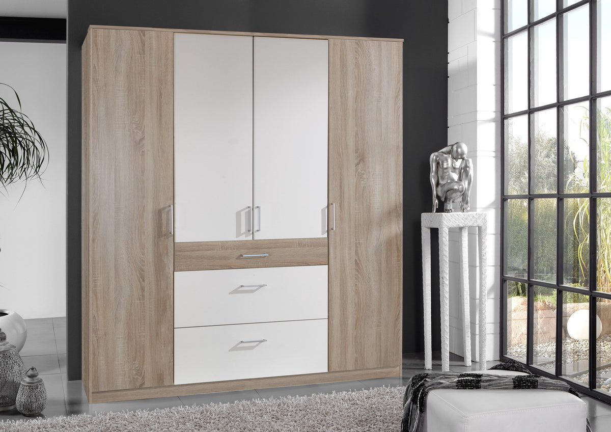 Wimex - Armoire Click - 189626 - Chêne brut/Blanc - 179x199x58cm