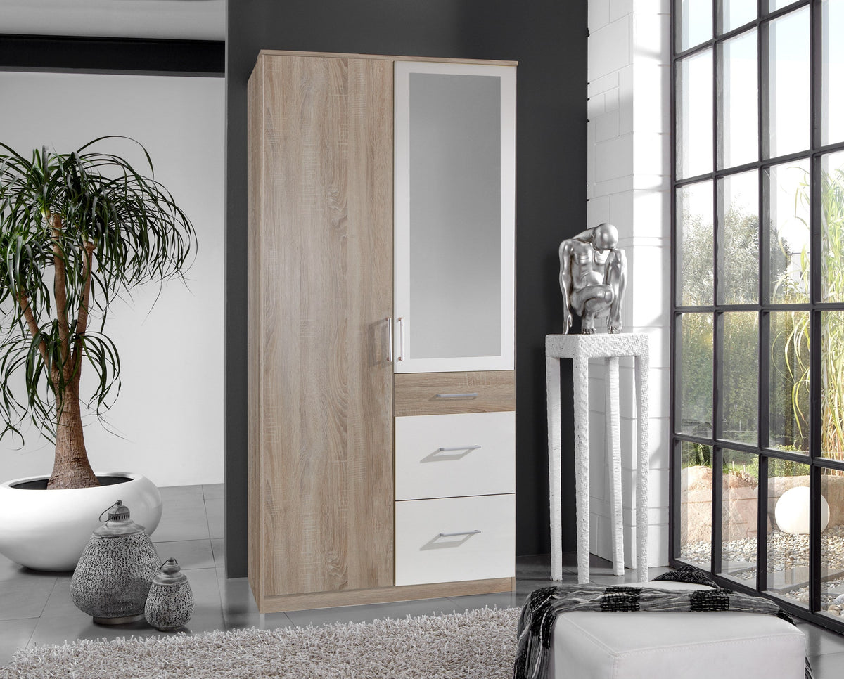Wimex - Armoire Click - 189628 - Chêne brut/Blanc - 91x199x58cm