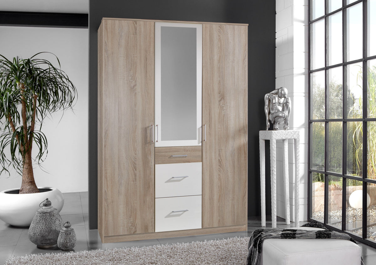 Wimex - Armoire Click - 189629 - Chêne brut/Blanc - 135x199x58cm