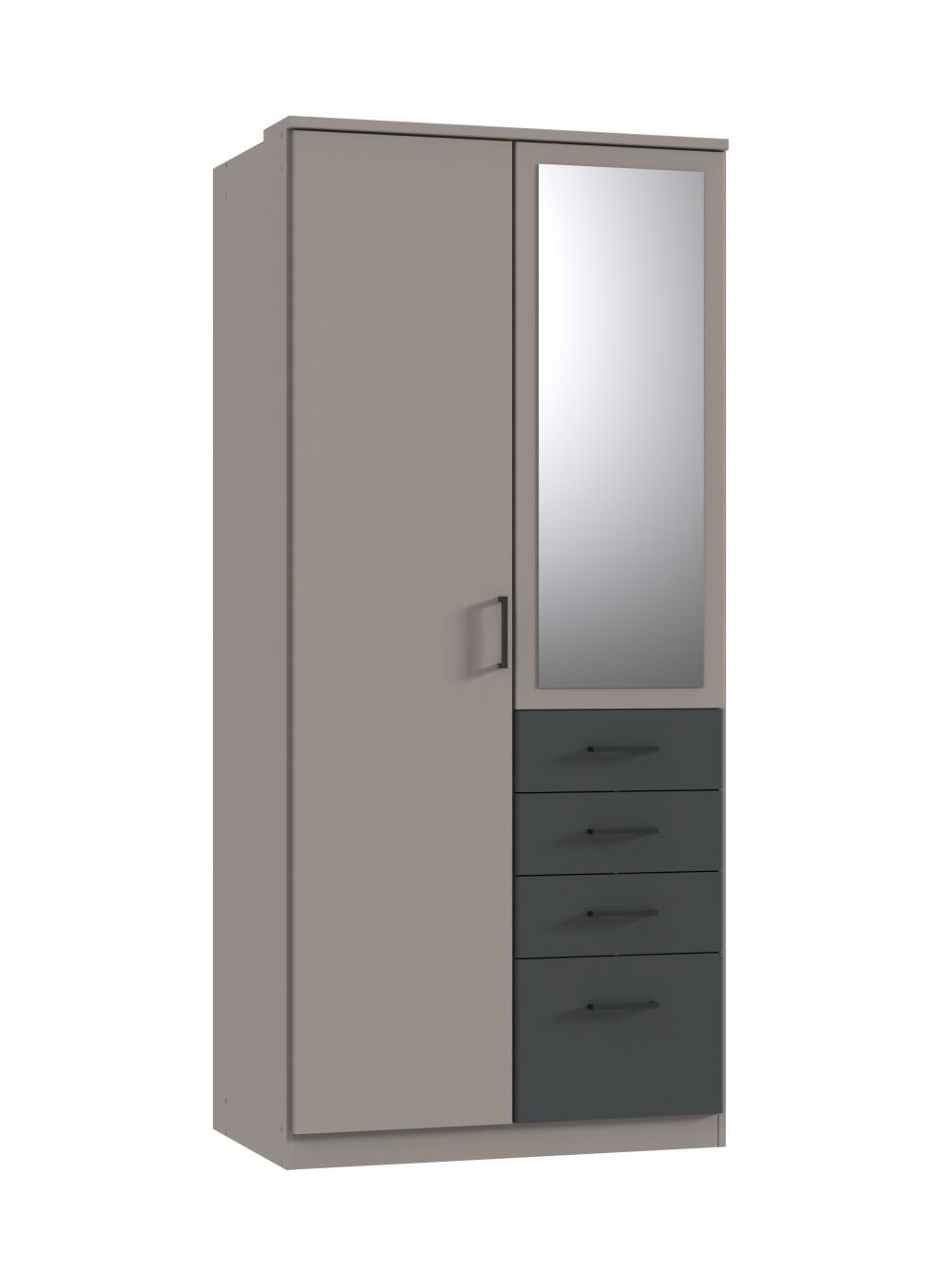 Wimex - Kleerkast Cottbus - T69553 - Sahara Grijs/Grafiet - 90x199x58cm
