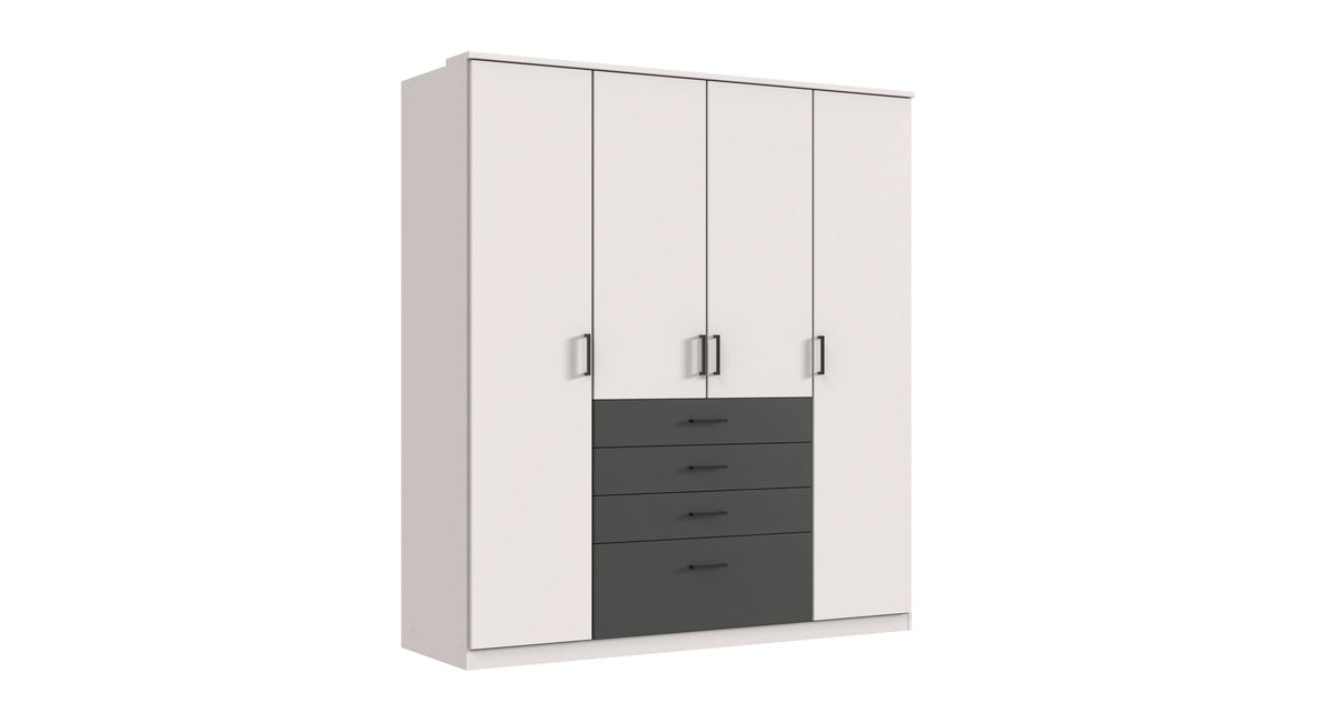 Wimex - Armoire Cottbus - T70552 - Blanc/Graphite - 180x199x58 cm