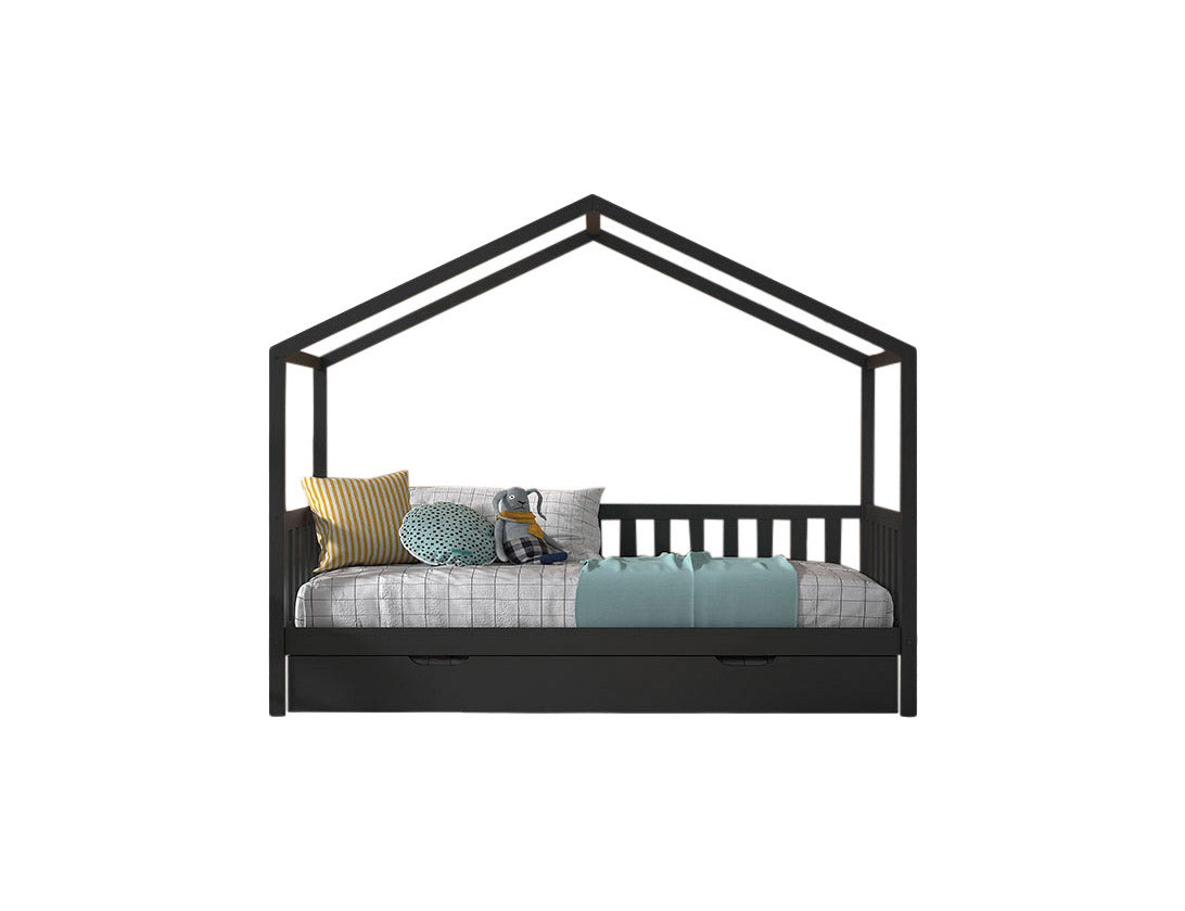 Antraciet DALLAS-bed (90x200) met bijpassend rolbed.