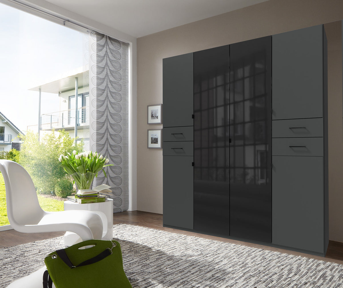 Wimex - Kleerkast Danzig - D25654 - Grafiet/Zwart - 180x208x58cm