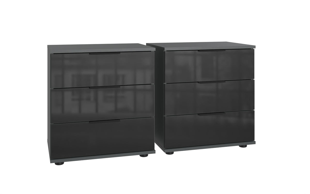 Wimex - Lot de 2 tables de chevet hautes Danzig - D25718 - Graphite/Noir - 52x58x38cm