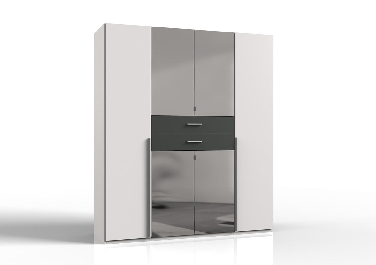 Wimex - Armoire Denver - E57729 - Blanc/Graphite - 180x208x58cm