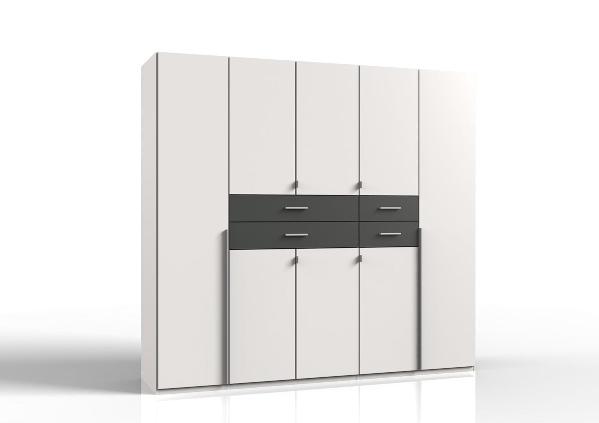 Wimex - Armoire Denver - E57730 - Blanc/Graphite - 225 x 208 x 58 cm