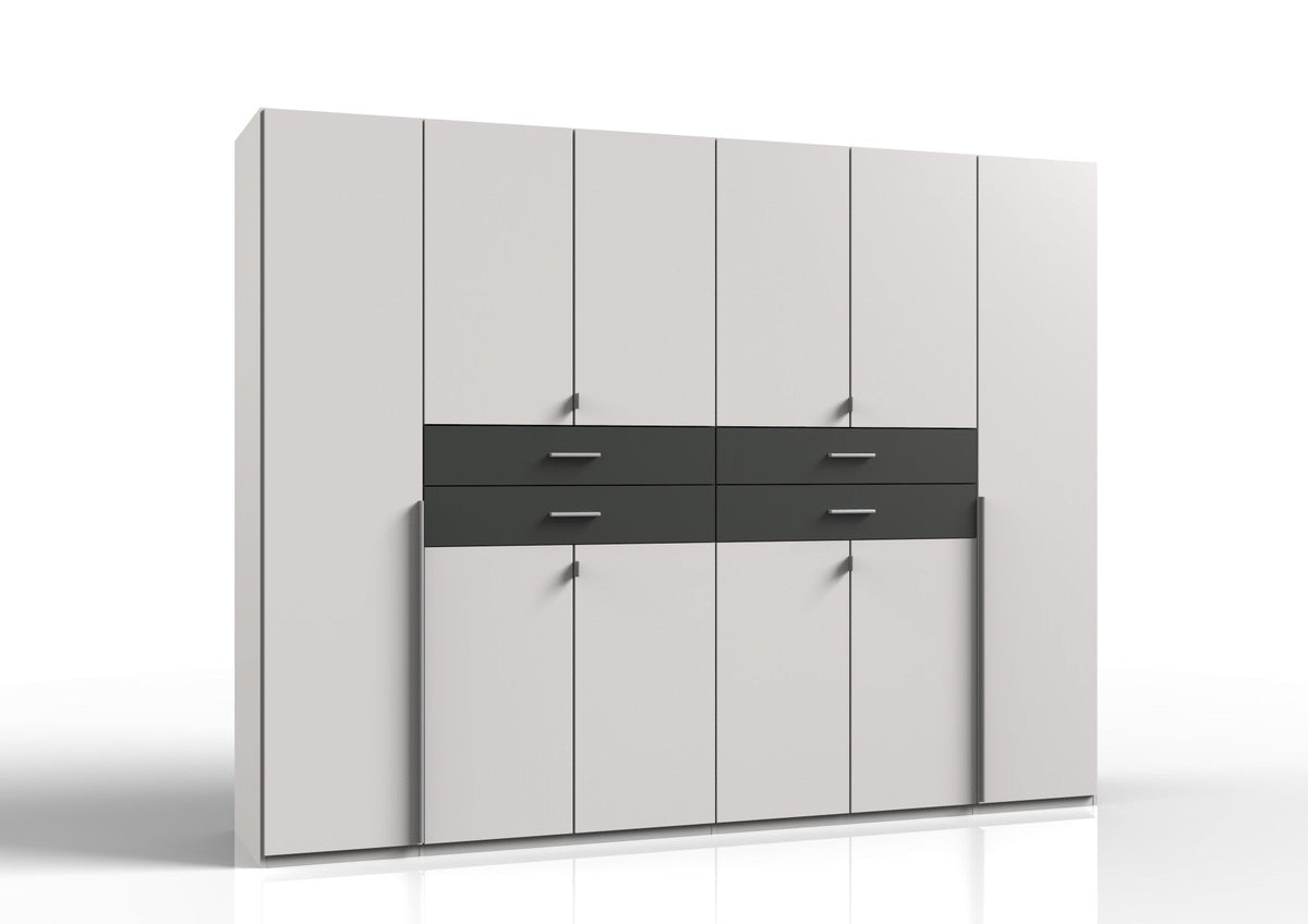 Wimex - Armoire Denver - E57732 - Blanc/Graphite - 270 x 208 x 58 cm